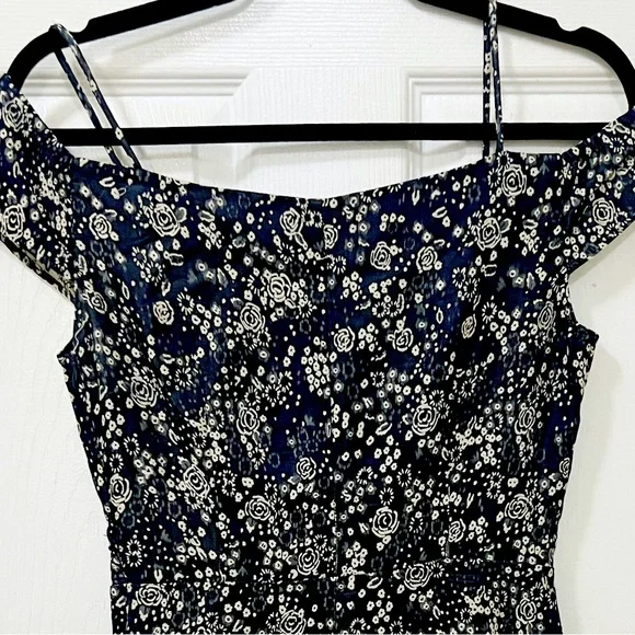 ZARA Vintage Black Floral Off Shoulder Dress Size small - Picture 4 of 6